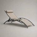 Verstellbare Gartenliege aus pulverbeschichtetem Stahl mit PVC-beschichtetem Polyestergewebe, Beige/Anthrazit, 170 × 65 × 108 cm