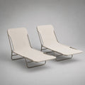 2er-Set klappbare Gartenliegen aus Polyestergewebe mit Stahlrahmen, Beige/Grau, je 100 × 50 × 73 cm