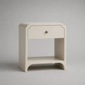Nachttisch mit Schublade und offenem Ablagefach, MDF, Cremeweiß, 45 × 35 × 60 cm