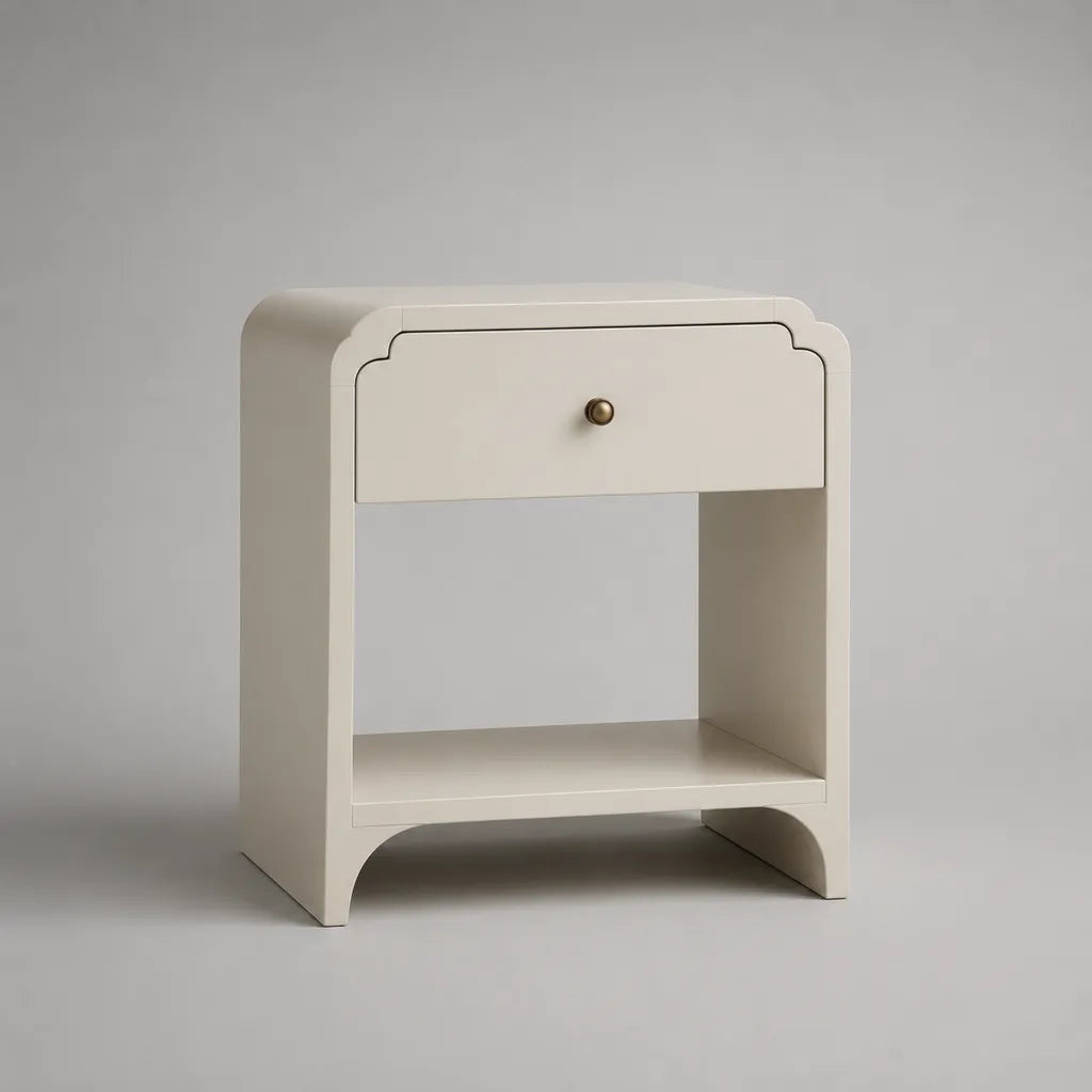 Nachttisch mit Schublade und offenem Ablagefach, MDF, Cremeweiß, 45 × 35 × 60 cm