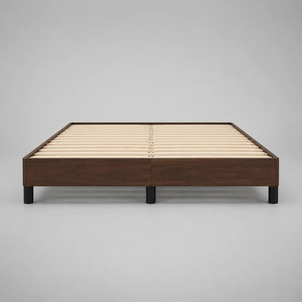 Doppelbettgestell mit Lattenrost, 180 × 200 cm, Spanplatte und Birken-Sperrholz, Walnussbraun