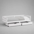 Tagesbett mit 2 Schubladen aus massivem Kiefernholz und MDF, Weiß, 209 x 96 x 70 cm, Liegefläche 90 x 200 cm